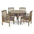 thumbnail image 1 of GDF Studio Maura Outdoor Acacia Wood 5 Piece Dining Set with Cushion, Gray and Dark Gray, 1 of 13