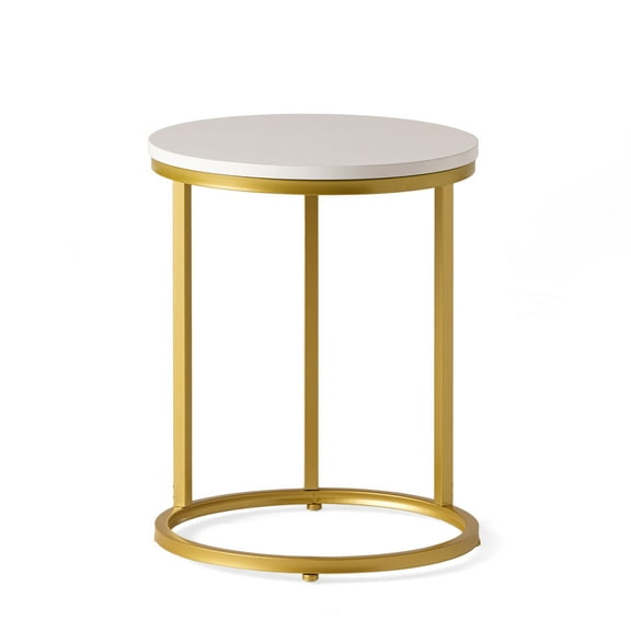GDF Studio Mcgill Modern Glam C-Shaped End Table, White and Gold