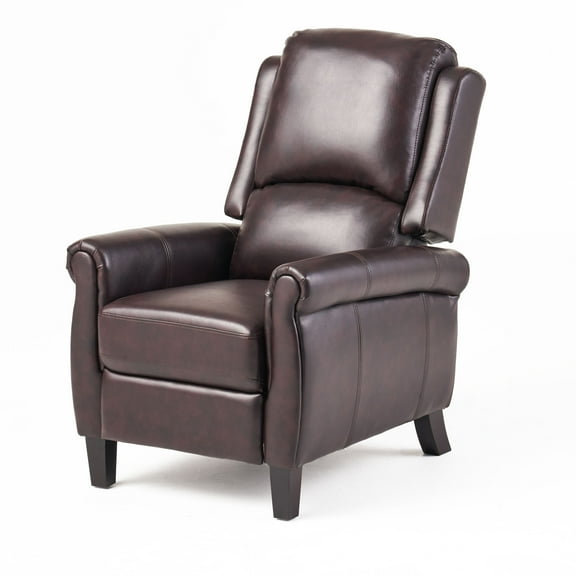 GDF Studio Memphis Standard Leather Recliner Club Chair, Brown