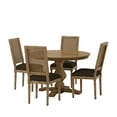 thumbnail image 1 of GDF Studio Merlene French Country Fabric Upholstered Wood and Cane 5 Piece Circular Dining Set, Natural and Brown, 1 of 13