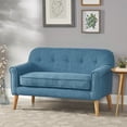 thumbnail image 1 of GDF Studio Mia Mid-Century Modern Fabric Loveseat, Muted Blue, 1 of 7