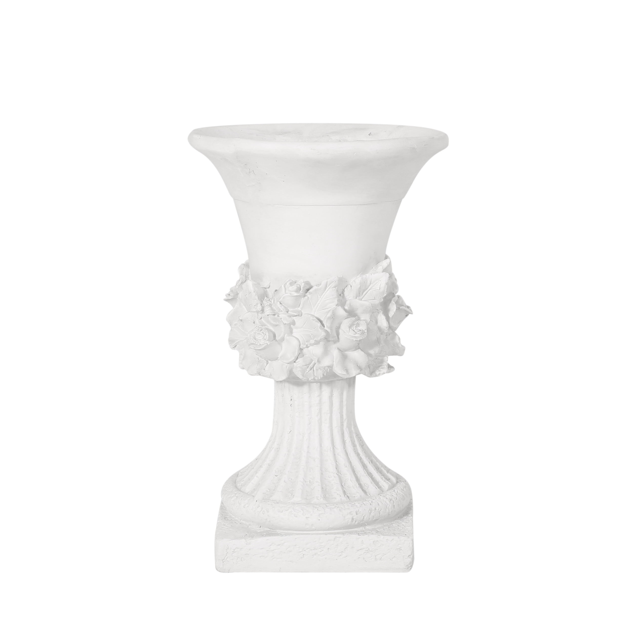 GDF Studio Michaelia Outdoor Garden Lightweight Concrete Urn Planter, Antique White
