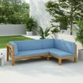 thumbnail image 1 of GDF Studio Mid-Century Modern 2 Piece Outdoor Patio Sofa Set, Left Corner Couch with Solid Wood Frame, Removable Cushions, Slat Design, Blue, 1 of 2