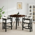 thumbnail image 1 of GDF Studio Mid-Century Modern 5-Piece Bar Set with Round Bar Table and Upholstered Counter Stools, Beige+Black+Brown, 1 of 15
