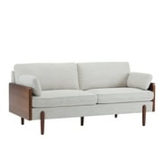 GDF Studio Mid-Century Modern 71.75 Sofa with Slim Track Arms, Wood Sides, Rounded Legs, and Extra Plush Cushioning, Beige