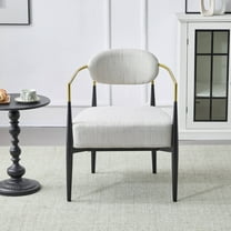 GDF Studio Mid-Century Modern Accent Chair with Tapered Legs, Pocket Spring Seat, Beige Gold Black