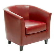 GDF Studio Miller Contemporary Upholstered Club Chair, Dark Red Bonded Leather and Dark Brown