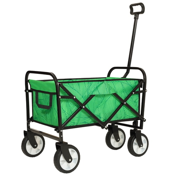 GDF Studio Minimeetall Collapsible Utility Wagon, Lightweight Folding Cart with 360° Swivel Wheels, Leaf Green