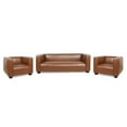 thumbnail image 1 of GDF Studio Minkler Contemporary Faux Leather 3 Piece Living Room Sofa Set, Cognac Brown and Dark Walnut, 1 of 13