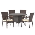 thumbnail image 1 of GDF Studio Mirage Outdoor Wicker 5 Piece Dining Set with Cushions, Multibrown and Cream, 1 of 13