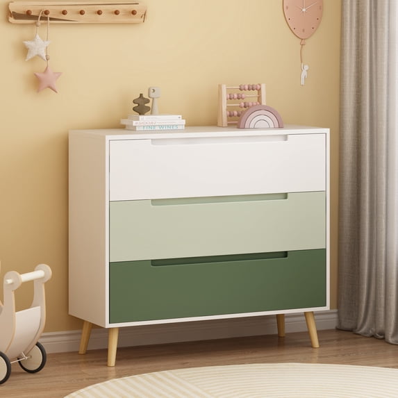 Three Drawer Dressor GDF Studio Modern 3-Drawer Dresser for Nursery and Bedroom, Minimalist ...