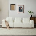 thumbnail image 1 of GDF Studio Modern 3-Seater Modular Sofa with Boucle Upholstery, Rubberwood Frame, Beige & Brown, 1 of 2