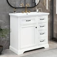 thumbnail image 1 of GDF Studio Modern 36" Bathroom Vanity with Ceramic Sink, Soft-Closing Doors, and Adjustable Shelf, White, 1 of 17