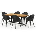 thumbnail image 1 of GDF Studio Modern 7-Piece Acacia Wood Patio Dining Set with Black PP Chairs, Seats 6, 1 of 14