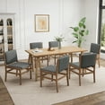thumbnail image 1 of GDF Studio Modern 7 Piece Dining Set, 71" Rectangular Table with 6 Upholstered Side Chairs, Solid Wood Legs, Dark Gray+Oak, 1 of 15