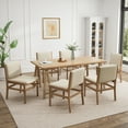 thumbnail image 1 of GDF Studio Modern 7 Piece Dining Set, 71" Rectangular Table with 6 Upholstered Side Chairs, Solid Wood Legs, Wheat+Oak, 1 of 15