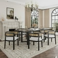 thumbnail image 1 of GDF Studio Modern 7-Piece Dining Set with U-Shaped Trestle Base Table and Round-Back Wood Chairs, 1 of 13