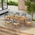 thumbnail image 1 of GDF Studio Modern 7-Piece Outdoor Dining Set with Acacia Wood Expandable Table and Rope-Design Chairs, Grey + Teak, 1 of 21