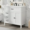 thumbnail image 1 of GDF Studio Modern Bathroom Vanity with Cabinet, Drawers, Soft-Closing Door, and Solid Wood Legs, White, 1 of 14