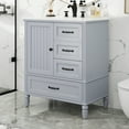 thumbnail image 1 of GDF Studio Modern Bathroom Vanity with Cabinet, Drawers, Solid Wood Legs, Gold Handle and Knob, Grey Finish, 1 of 14