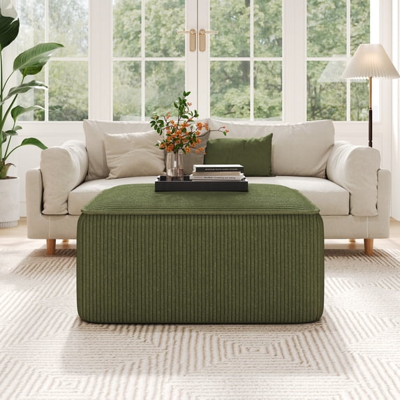 Christopher Knight Home 30.25" Corduroy Upholstered Sectional Ottoman, Olive Green