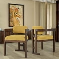 thumbnail image 1 of GDF Studio Modern Fabric Upholstered Dining Chairs with Solid Wood Frame, Yellow+Walnut, Set of 2, 1 of 10