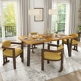 thumbnail image 1 of GDF Studio Modern Fabric Upholstered Dining Chairs with Solid Wood Frame, Yellow+Walnut, Set of 4, 1 of 10