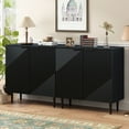 thumbnail image 1 of GDF Studio Modern Geometric Design Side Cabinets with Adjustable Shelves and Spacious Storage, Black, Set of 2, 1 of 12