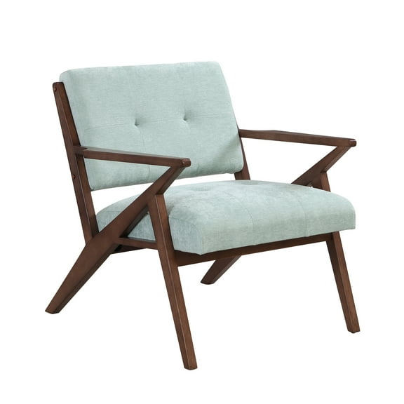 GDF Studio Modern Mid-Century Accent Chair with Light Green Upholstery & Wooden Frame