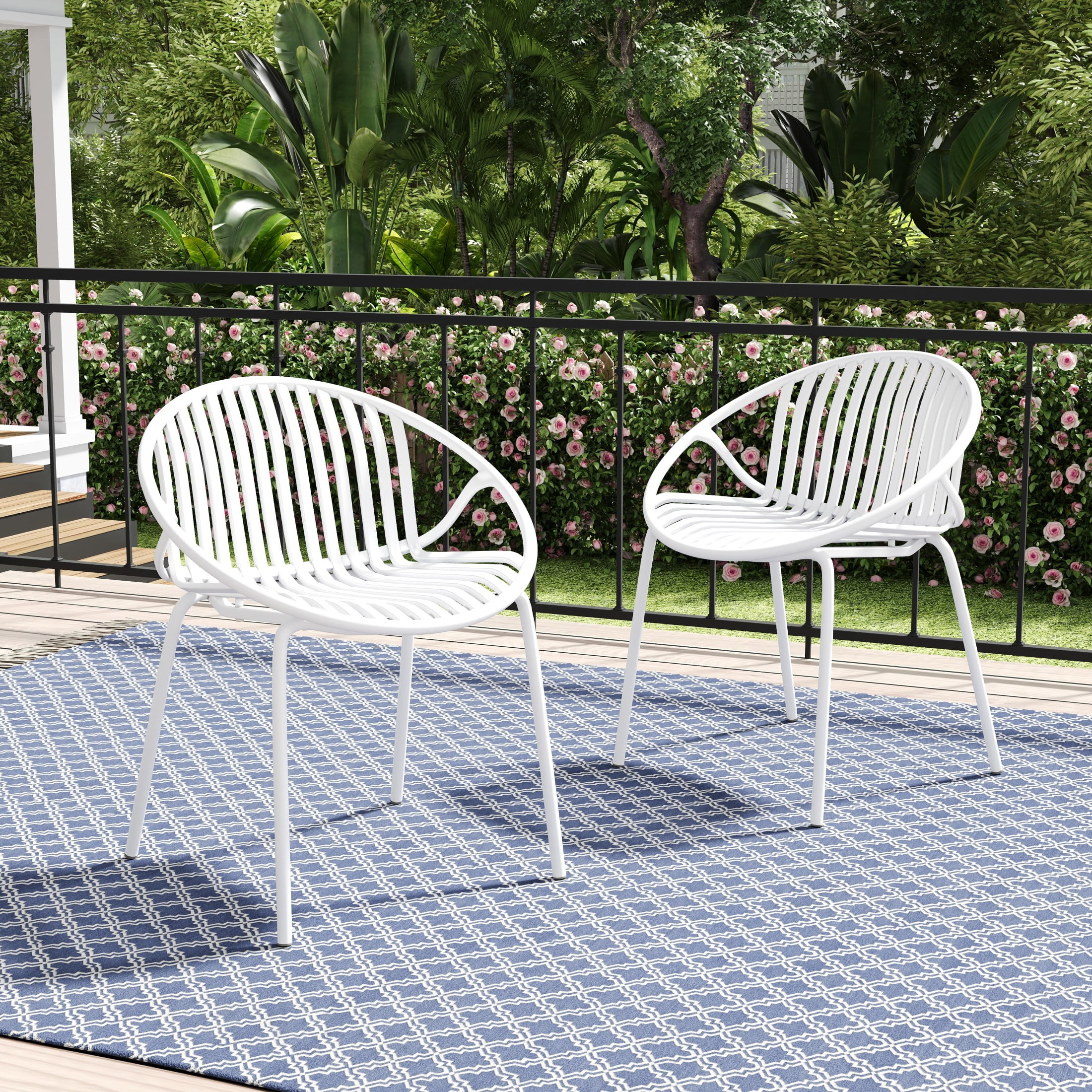 Christopher Knight Home Minimalist Plastic Outdoor Folding Dining Chairs, Metal Legs, White, Set of 2