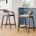 thumbnail image 1 of GDF Studio Modern Upholstered Counter Stools, Ergonomic Design, Solid Wood Frame, Gray+Beige, Set of 2, 1 of 2
