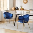 thumbnail image 1 of GDF Studio Modern Velvet Upholstered Dining Chairs with Metal Frame, Navy Blue + Gold, Set of 2, 1 of 6