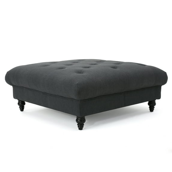 GDF Studio Molly Fabric Ottoman, Dark Grey