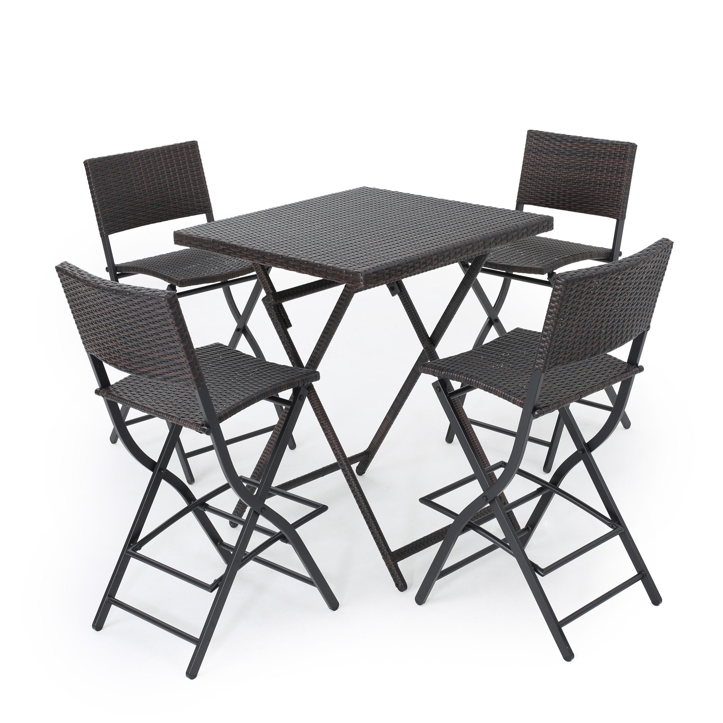 Monteria Multibrown Wicker 5-Piece Folding Outdoor Bar Set