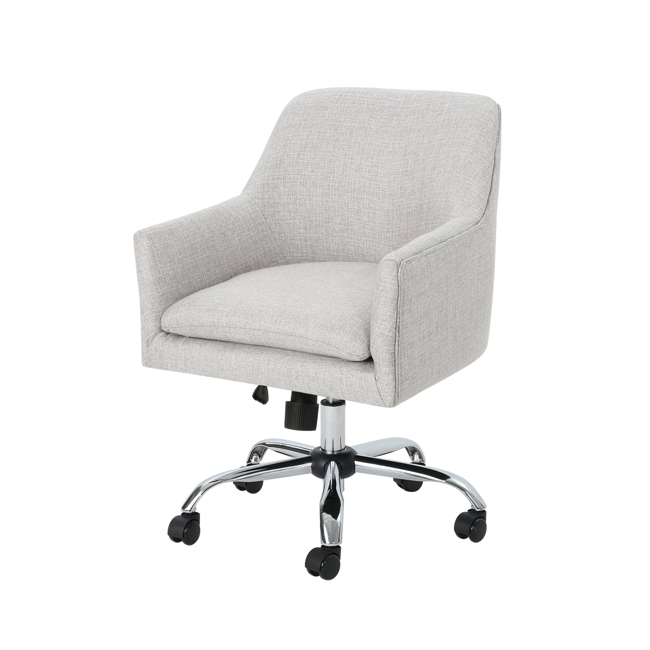 Morgan Mid Century Modern Beige Fabric Office Chair with Chrome Base