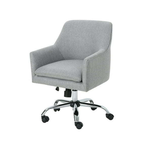 GDF Studio Morgan Mid Century Modern Fabric Home Office Chair, Gray and Chrome
