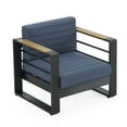 thumbnail image 1 of GDF Studio Neffs Stylish Aluminum Frame Club Chair with Blue Cushions, 1 of 7