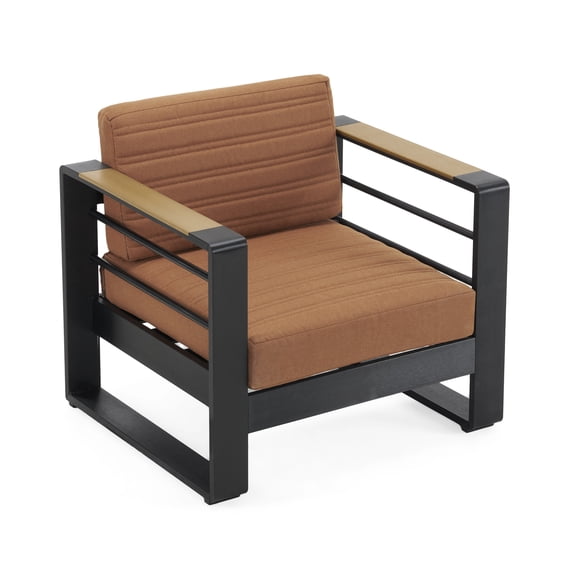 GDF Studio Neffs Stylish Aluminum Frame Club Chair with Orange Cushions