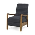thumbnail image 1 of GDF Studio Neihart Contemporary Channel Stitch Pushback Recliner, Charcoal Fabric and Teak, 1 of 12