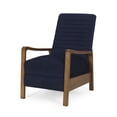thumbnail image 1 of GDF Studio Neihart Contemporary Channel Stitch Pushback Recliner, Navy Blue Fabric and Teak, 1 of 12