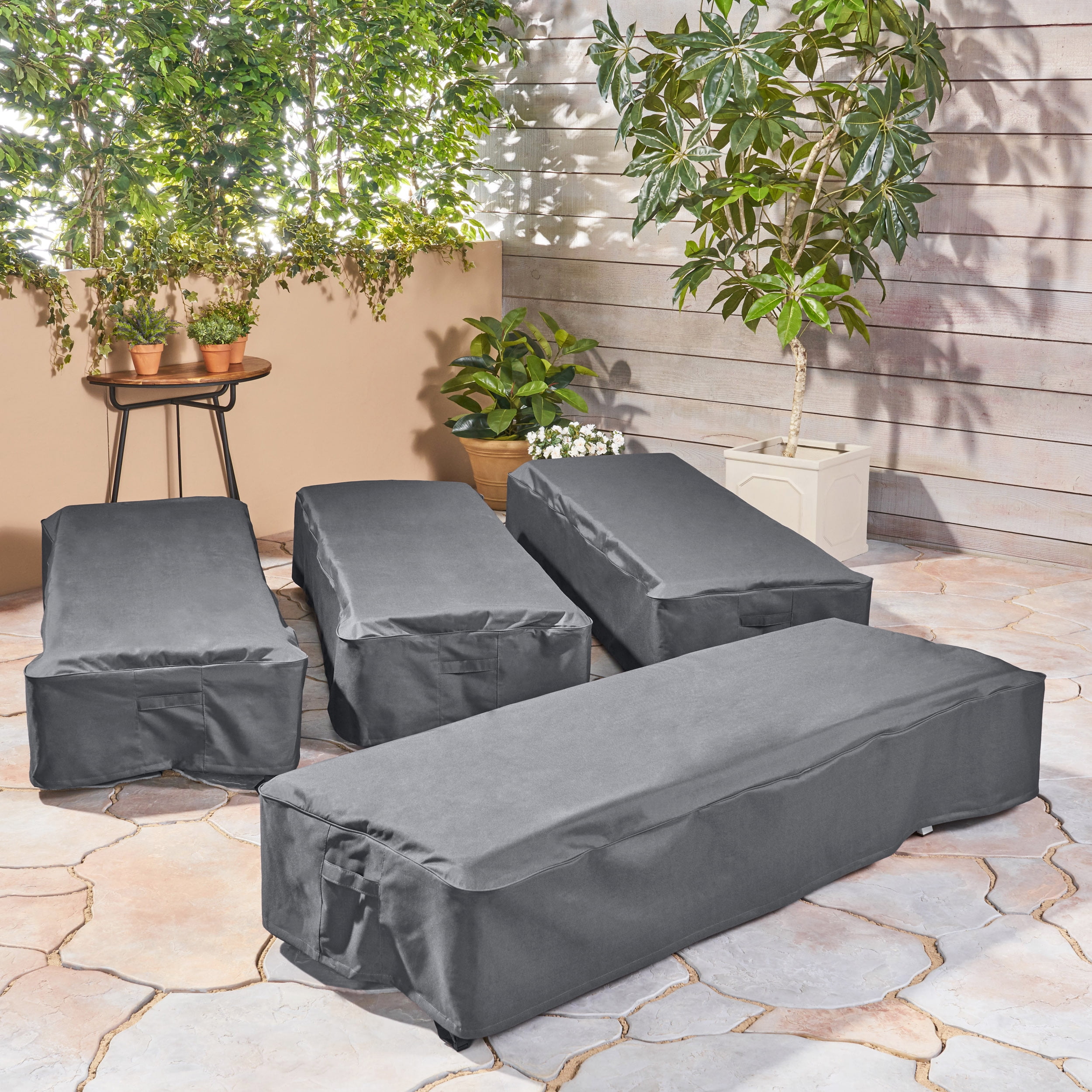 Gray Waterproof Outdoor Chaise Lounge Covers Set of 4