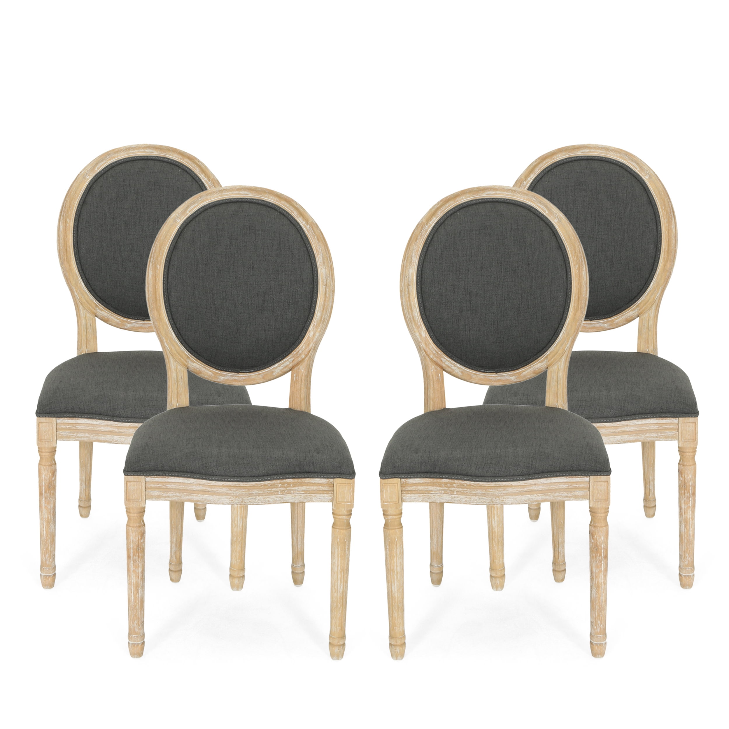 GDF Studio Newman French Country Fabric Dining Chairs Set of 4