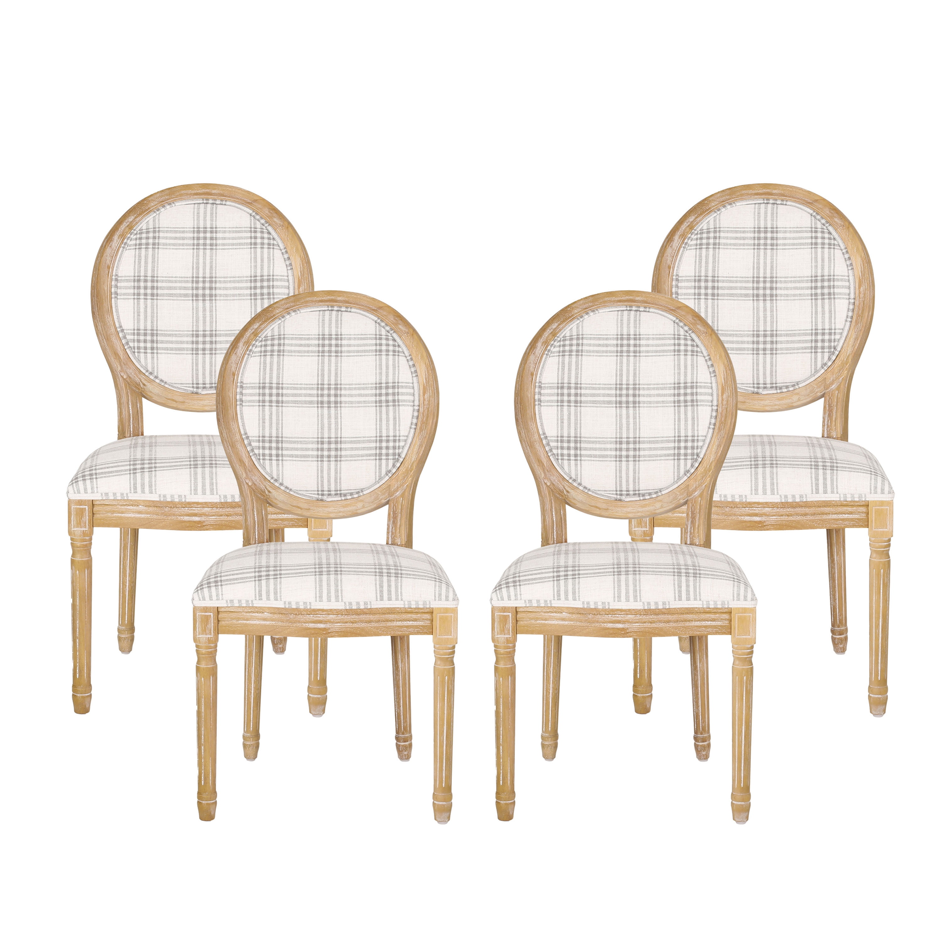 GDF Studio Newman French Country Fabric Dining Chairs, Set of 4, Gray