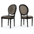 thumbnail image 1 of GDF Studio Newman French Country Upholstered Dining Chairs, Set of 2, Gray Velvet and Gloss Black, 1 of 13