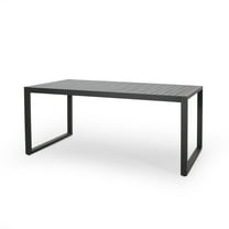 GDF Studio Noah Outdoor Aluminum Rectangular Dining Table Black, 6 Person