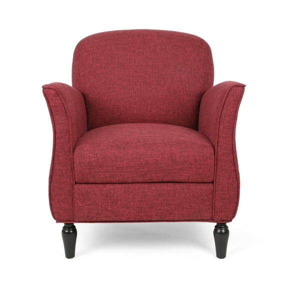 GDF Studio Nolie Contemporary Fabric Armchair, Cranberry Red Tweed and Dark Brown