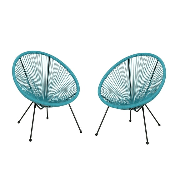 GDF Studio Nusa Outdoor Hammock Weave Chairs, Set of 2, Teal and Black