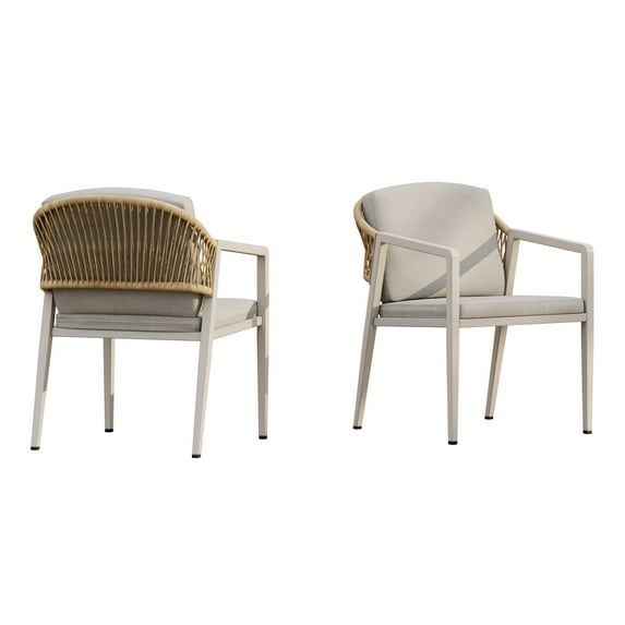 GDF Studio Oakley Wicker Rattan Woven Outdoor Patio Dining Chairs, Set of 2