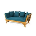 thumbnail image 1 of GDF Studio Oceanna Outdoor Acacia Wood and Rope Expandable Daybed with Cushions, Teak, Dark Teal, and Khaki, 1 of 7