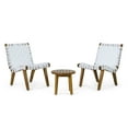 thumbnail image 1 of GDF Studio Ocilla Outdoor Acacia Wood and Rope Weave 3 Piece Chat Set, White and Teak, 1 of 13